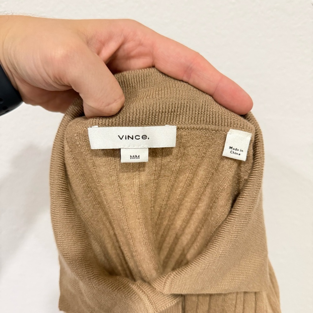 Vince Ribbed Knit Pullover Quarter Button Light B… - image 4